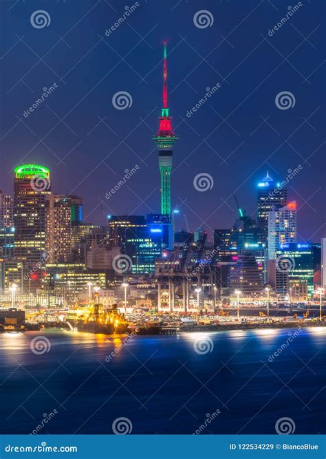 Auckland City Skyline at Night Editorial Stock Image - Image of city ...