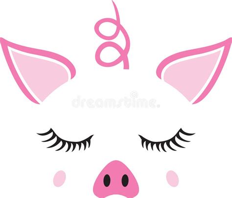 Cute Pig Face Color Vector stock vector. Illustration of boar - 246968397