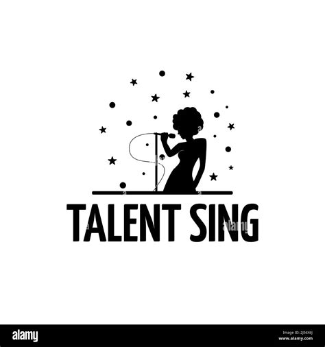 Logo design with isolated female singer and microphone, karaoke and microphone and musical notes ...