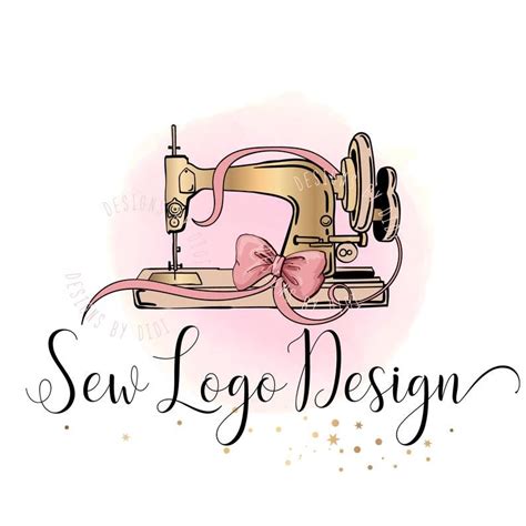 Sewing Machine Logo, Vintage Sewing Machine, Logo Watercolor Sew Machine, Bow Fashion Logo ...