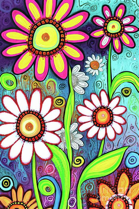 Groovy Spring Daisy Flowers Digital Art by Tina LeCour - Fine Art America