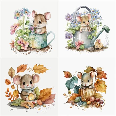 Mouse Spring Flowers and Gardening Clipart, Thanksgiving and Fall Season, , Travel and Vacation ...