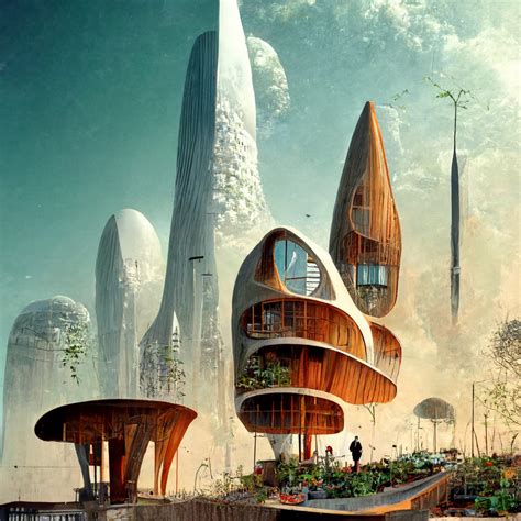 Organic Biophilic Design Architecture Futuristic Urban City Skyline ...