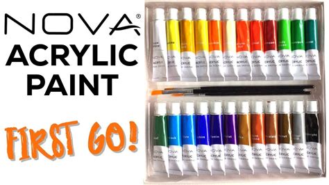 NOVA Acrylic Paint Review // First go with acrylics on canvas, glass and stones! - YouTube