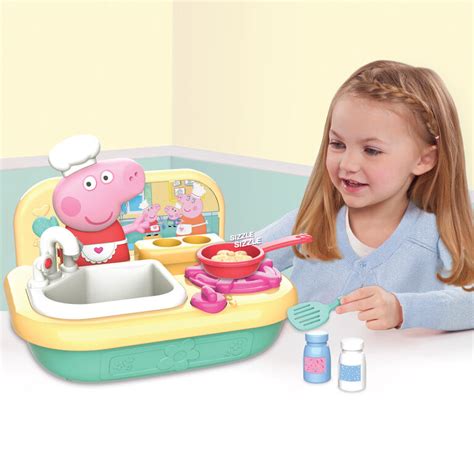 Peppa Pig Cooking Fun Table Top Kitchen with Realistic Sounds, Includes Play Food, Frying Pan ...