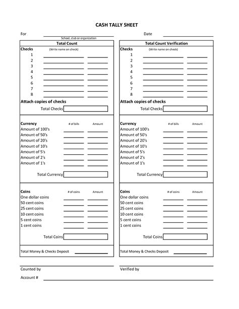 Cash Drawer Count Sheet Template Excel