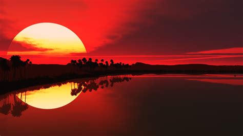 sunset, Nature, Reflection, Sun, Sunlight, Trees, Water, Sky Wallpapers HD / Desktop and Mobile ...