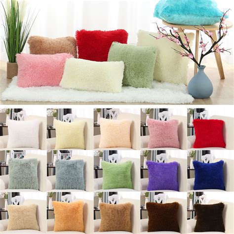 24" x 24" Faux Fur Throw Pillow Cover Sofa Fluffy Cushion Cover Light ...