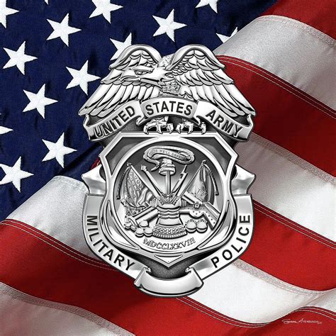 U. S. Army Military Police Corps - Army M P Badge over American Flag Digital Art by Serge ...