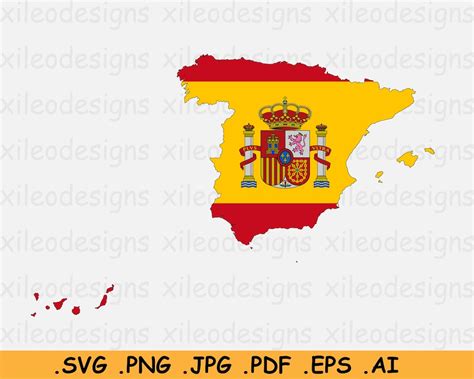 Spain Flag Map SVG, Spanish Digital SVG Map Flag, Country Nation Silhouette Outline Atlas ...