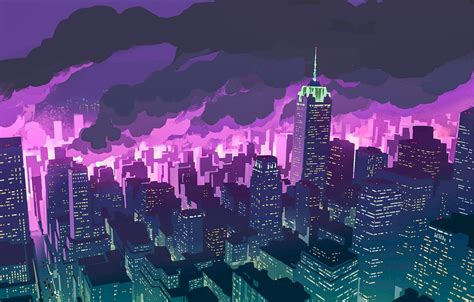 Anime City Purple Wallpapers - Wallpaper Cave