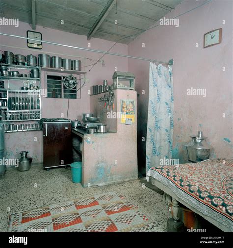 RVA92590 An interior of a slum house bombay india Stock Photo - Alamy