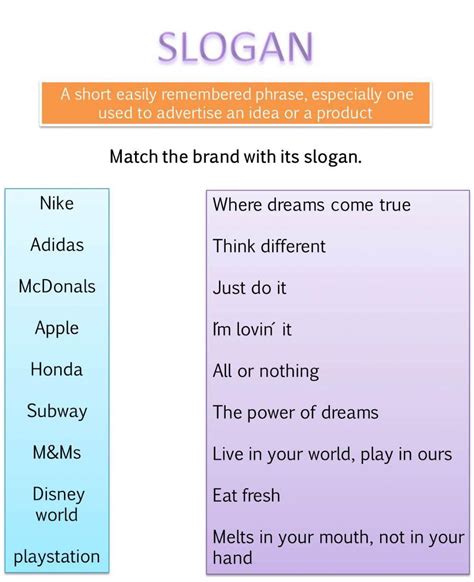 Advertising Slogans - ESL worksheet by mshirley - Worksheets Library