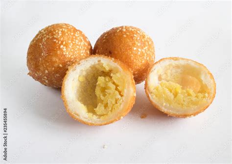 Snack food of Golden Sesame Glutinous Rice Balls Stock Photo | Adobe Stock