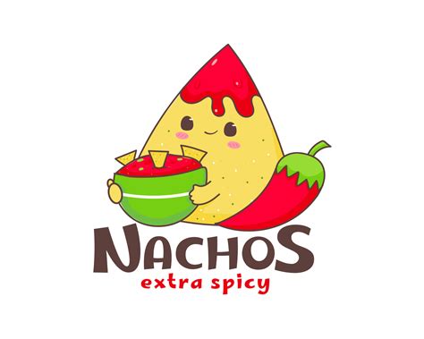 Nachos cartoon logo. Mexican traditional street food. Cute adorable ...