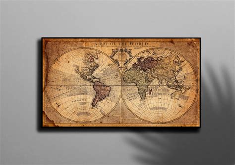 Large Vintage World Map Canvas Map Wall Decor Travel Map | Etsy