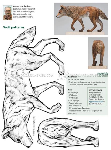 #941 Wolf Carving - Wood Carving Patterns - Wood Carving Patterns and Techniques | Wood carving ...