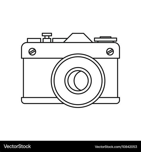 Retro photo camera icon outline style Royalty Free Vector