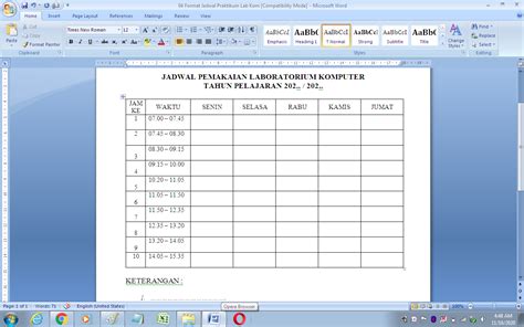 Contoh Laporan Laboratorium Komputer Sekolah