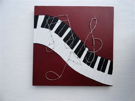 Piano keys music notes wire art painting wall art 3D