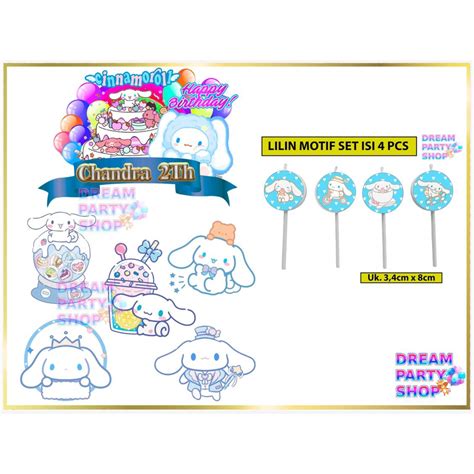 LILIN Cinnamoroll Banner Cake Topper Cute Birthday Cinnamoroll Cake Decoration Cinnamonroll ...