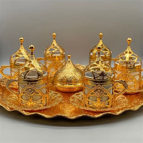 Traditional Gold Color Turkish Coffee Set for 6 – LOKUM