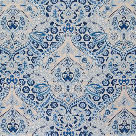 Ocean Blue Paisley Cotton Upholstery Fabric