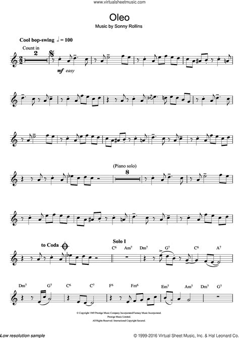 Davis - Oleo sheet music for tenor saxophone solo [PDF]