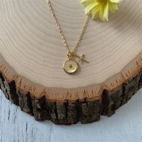 Gold faith of a mustard seed necklace, Gold mustard seed pendant for her, Christian gift for ...