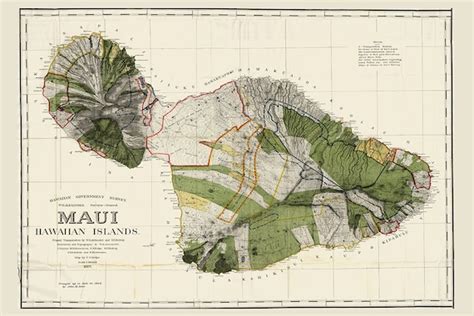 Maui HAWAII Map Hawaiian Map Maui Oahu Map Hawaii Vintage | Etsy