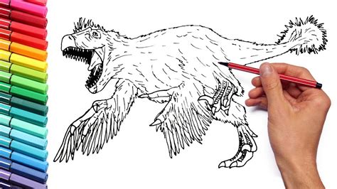 Drawing and Coloring Utahraptor - Coloring Pages for Kids to Learn Color With Dinosaurs - YouTube