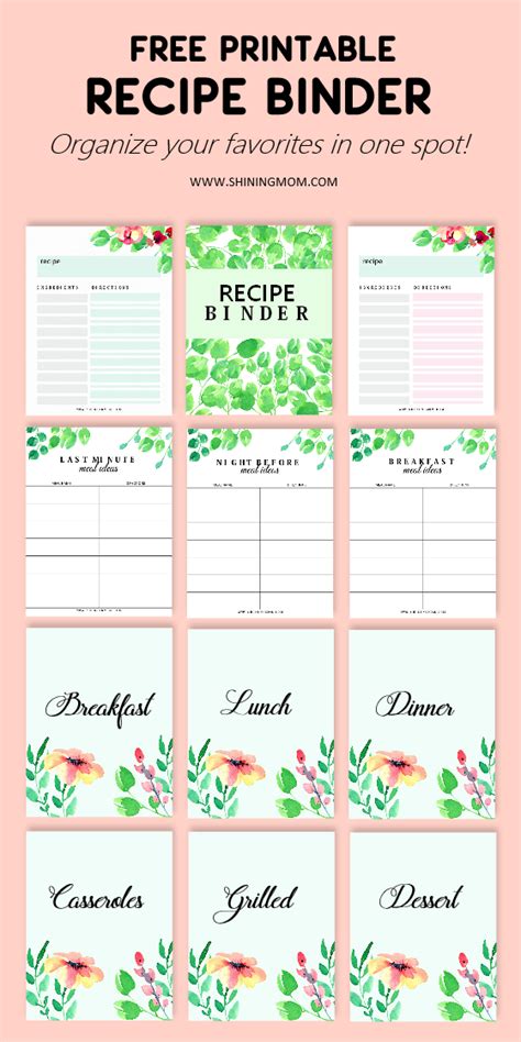 Free Printable Recipe Binder: 25 Fab Pages for Your Kitchen!