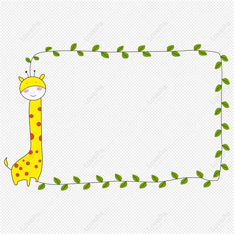 Yellow Cartoon Giraffe Border Cute Animal Picture Frame, Yellow Border, Picture Frame, Cartoon ...