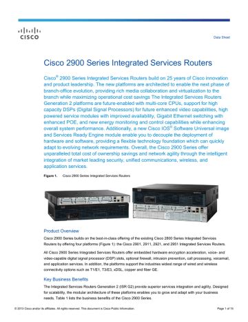 Cisco 2900 series Datasheet | Manualzz