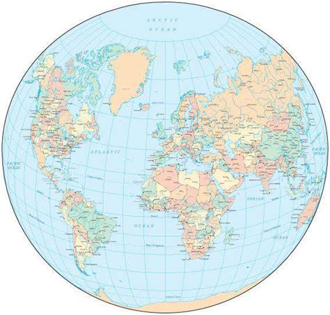 World Map - Circle Projection – Map Resources