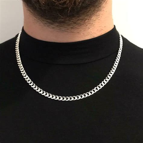 22 Inch 925 Sterling Silver Mens Hip Hop Cuban Link Chain Necklaces 4 ...