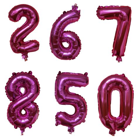 16'' Rose Number Balloon Aluminum Foil Helium Balloons Birthday Wedding Party Decor Celebration ...