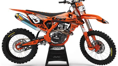 Custom dirt bike Graphics kit ktm FACTORY Neken black/orange CA32C | custom-graphics-mx