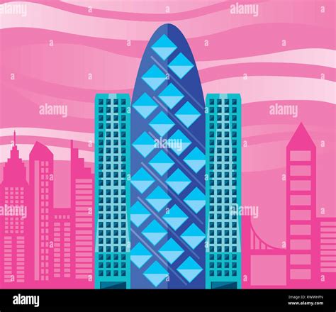 buildings cityscape scene sky pink vector illustration design Stock ...