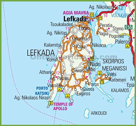 Lefkada road map - Ontheworldmap.com