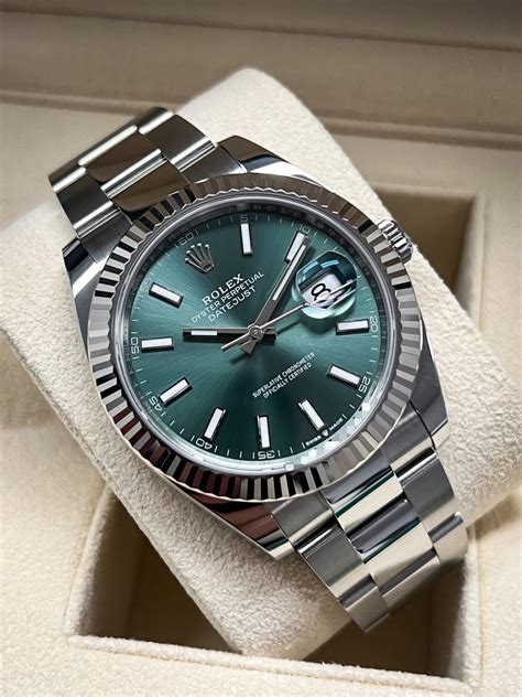 Rolex Datejust 41 126334 Mint Green Dial Fluted Bezel Oyster Bracelet ...