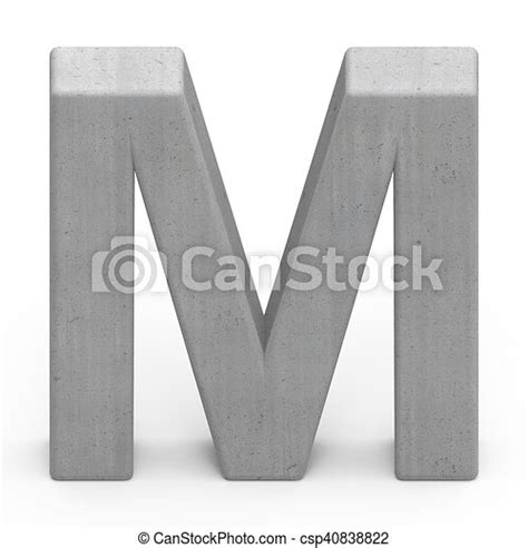 3d gray concrete letter m, 3d rendering graphic isolated on white ...