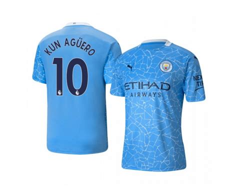 2020-21 Manchester City Sergio Aguero Home Pale Blue Replica Jersey