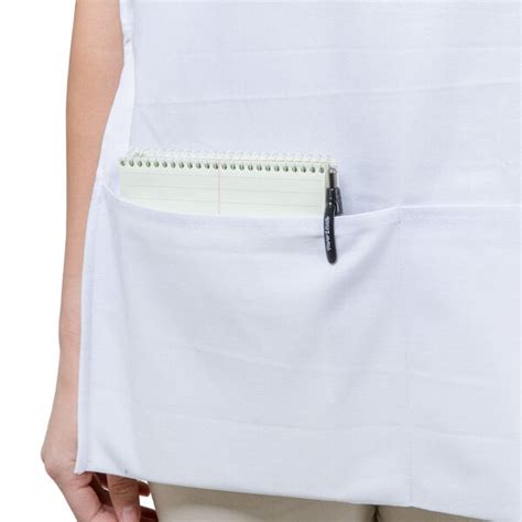 Choice 29" x 20" White Poly-Cotton Cobbler Apron with Two Pockets