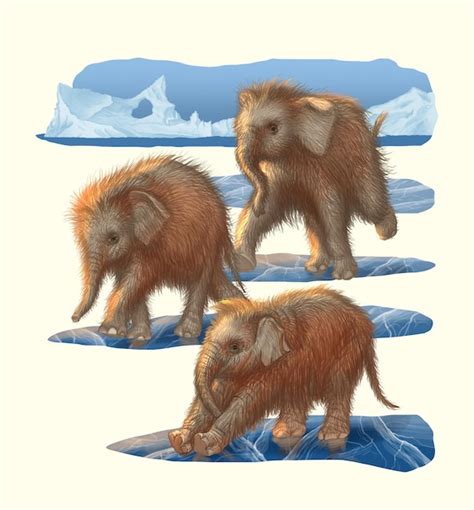 Premium PSD | Illustration of a woolly mammoth on an iceberg mammoth wool ice glacial period