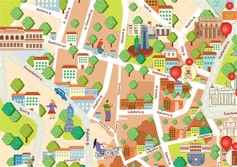 Illustrated map of Vilnius old town on Behance