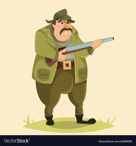 Hunter funny cartoon character Royalty Free Vector Image