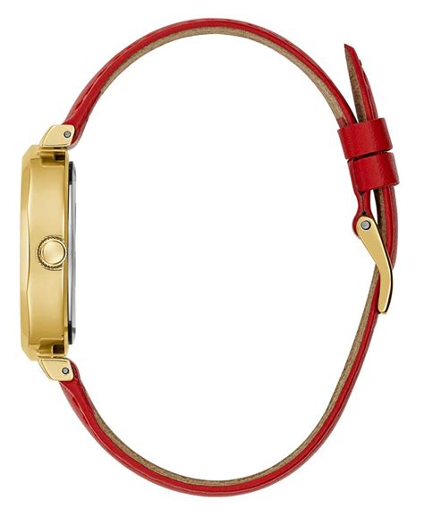 GUESS Women's Analog Red Leather Watch 34mm - Macy's