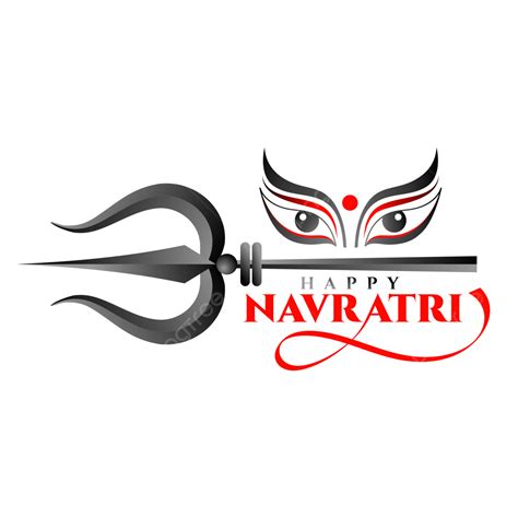 Happy Navratri English Typography With Trishool Durga Maa, Happy Navratri, Navratri Typography ...