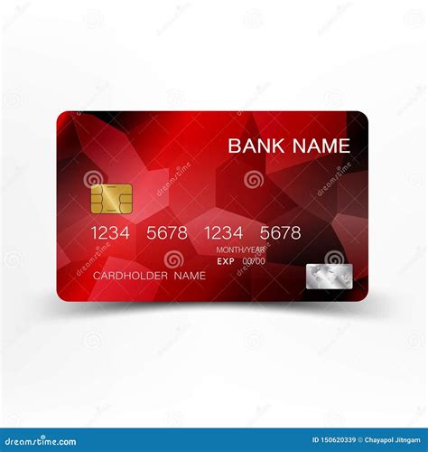 Realistic Detailed Red Credit Card Design. Stock Vector - Illustration of company, internet ...